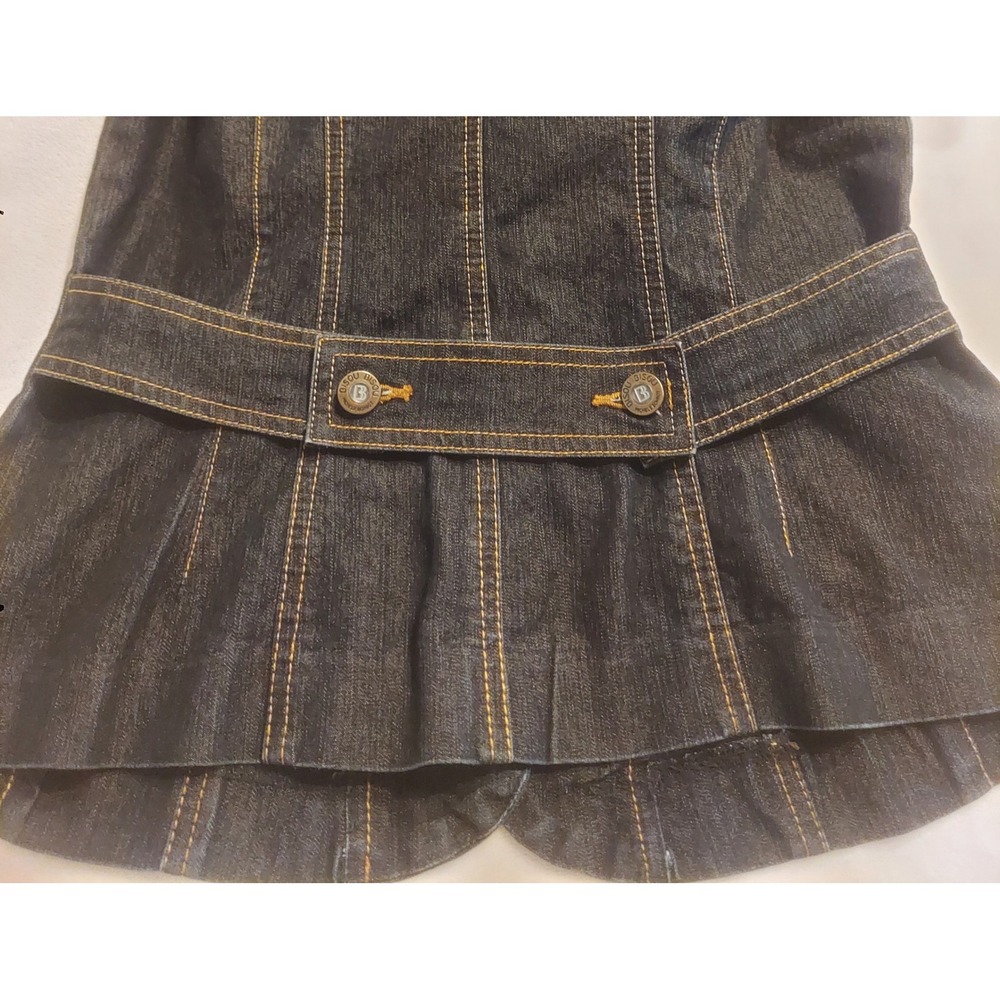 Bisou Bisou Womens Vintage Y2K Fitted Dark Wash Denim Blazer Jacket Size 8 - Picture 5 of 11